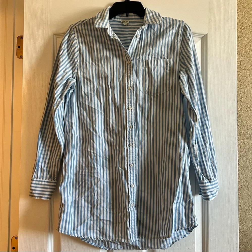 Aerie Womens Oversized Button Down Striped Shirt Dress Size XS‎